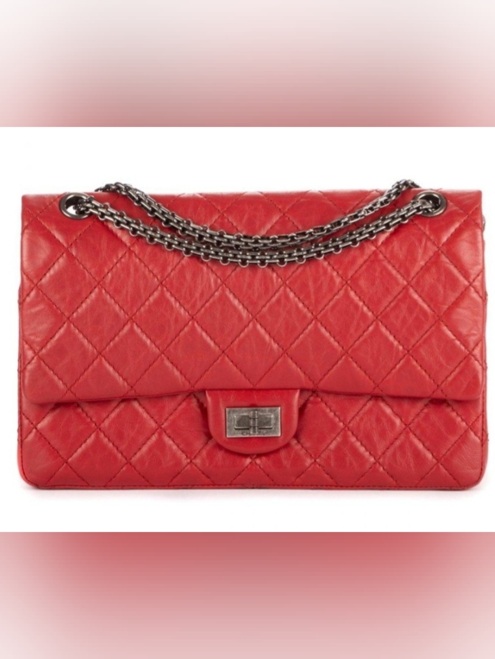 Chanel Reissue 2.55 Flap Bag Quilte Red Leather  with Chain Strap